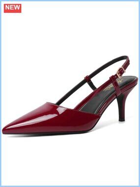 Womens Chunky Block Heel Slingback Pumps Square Toe Dress Shoes